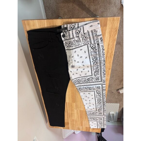 mens denim pants KDNK Black Distressed Stretch Jeans, Size 38x32 NWT - Picture 2 of 11